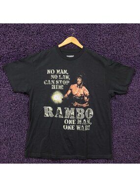 Rambo No Man No Law Can Stop Him War Film Promo T-Shirt XL